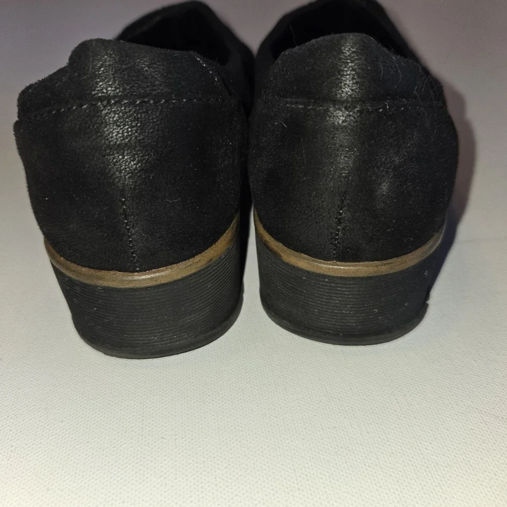 True Baretraps Gisela Black Low Wedge Slip‎ On Comfort Womens Loafer Shoe 9